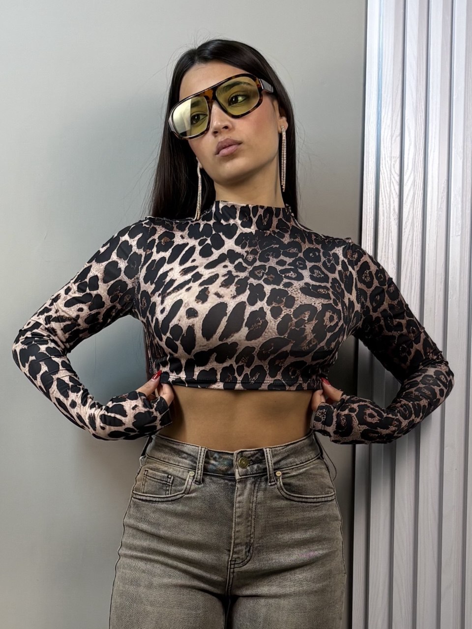 maglia-crop leopard