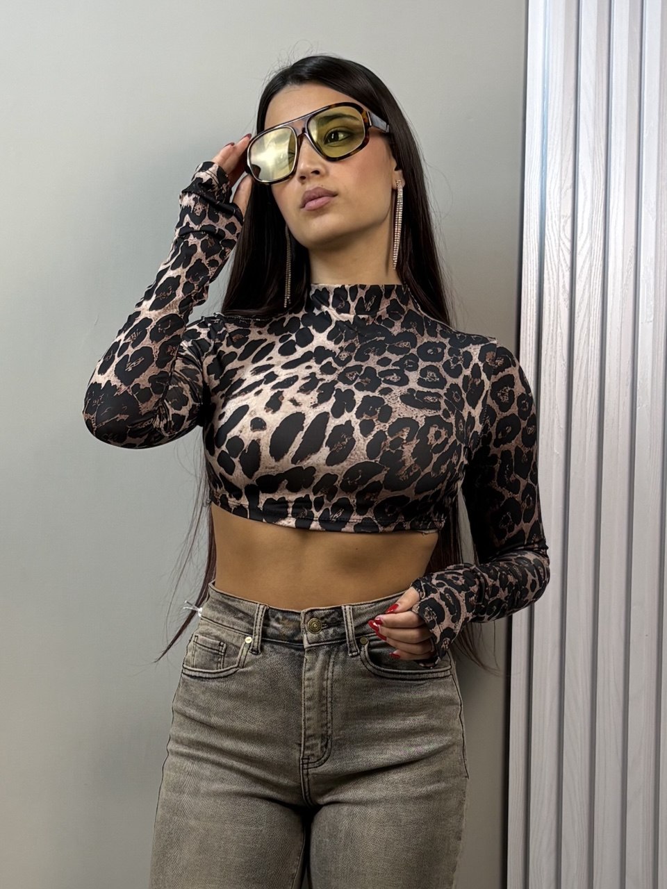 maglia-crop leopard